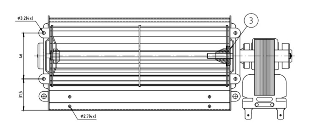 十字流れファン低雑音アルミニウム110V 60Hz 220v 240v 2
